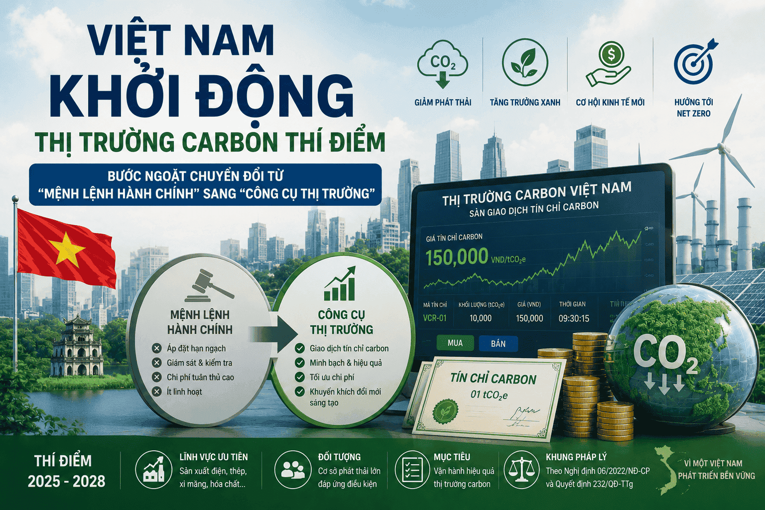 Việt Nam Khởi Động Thị Trường Carbon Thí Điểm: Bước Ngoặt Chuyển Đổi Từ "Mệnh Lệnh Hành Chính" Sang "Công Cụ Thị Trường"